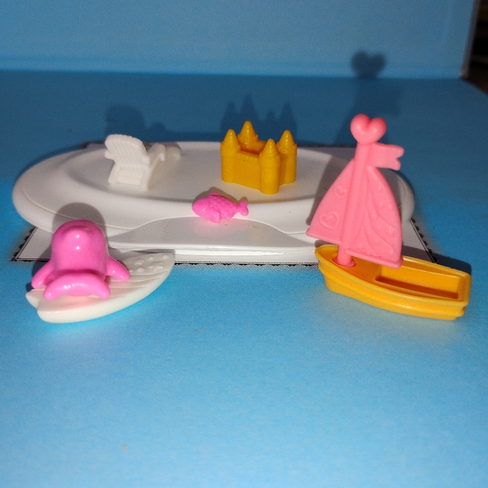 Polly Pocket Seaside Beach Chair Sailboat Dolphin Sandcastle Accessories 1"